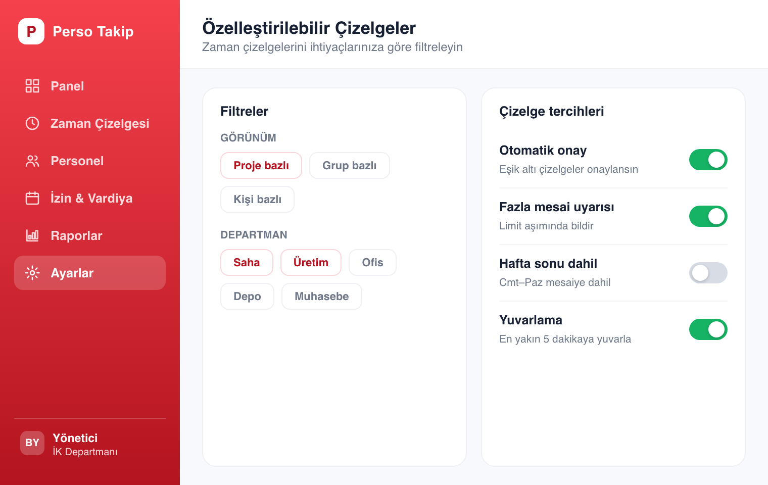 Zaman çizelgelerini ihtiyaçlarınıza göre uyarlayın