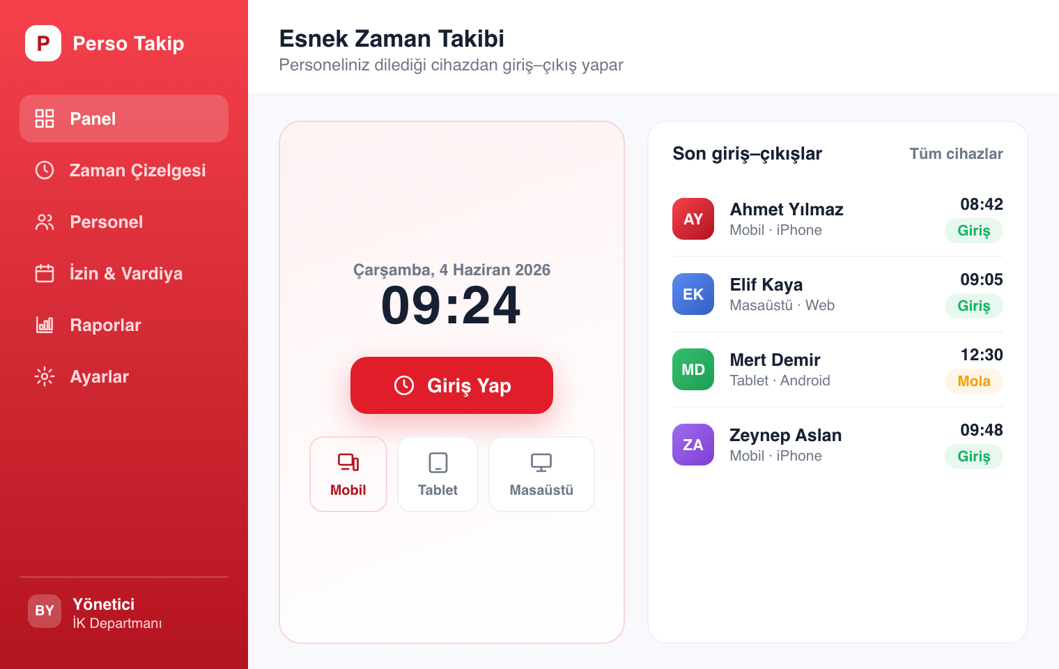 İstediğiniz cihazdan esnek zaman takibi seçenekleri